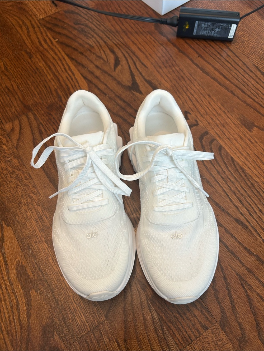 ALO Yoga Men's White Knit Running Sneakers